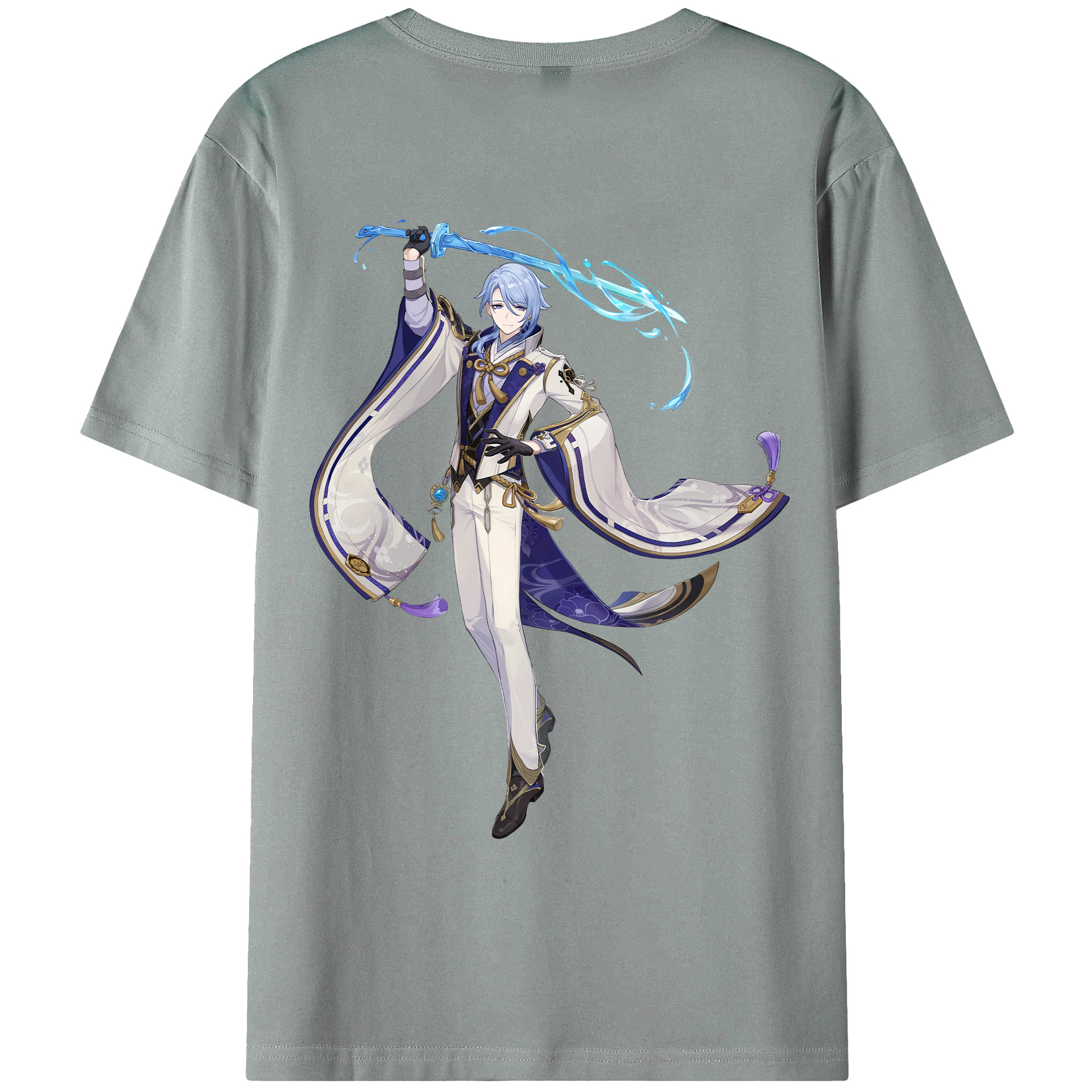 げんし神 神里綾人 かみさとあやと genshin Kamisato Ayato 綿100％ メンズ半袖Tシャツ（バックプリント） 通気性